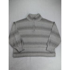 Tommy Hilfiger Size XXL Mock Neck Quarter Zip Gray Ombre Boxy Sweater